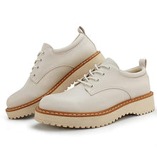 Load image into Gallery viewer, Hawkwell Women's Lace-Up Platform Oxford Shoes, Beige PU, 6 M US
