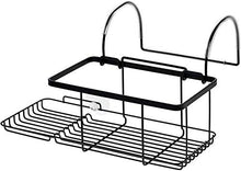 Load image into Gallery viewer, iDesign Everett Metal Over the Side Bathtub Caddy Basket for Master, Guest, Kid's Bathroom, 12.08" x 10.2" x 6.64", Matte Black
