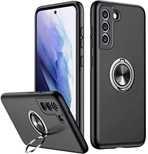 Load image into Gallery viewer, Temdan Samsung Galaxy S21 FE Case, [Military Grade Drop Protection] Slim Fit Shockproof Protective Cover with 360° Rotatable Magnetic Ring Holder Kickstand Compatible with Samsung S21 FE Case 5G,Black
