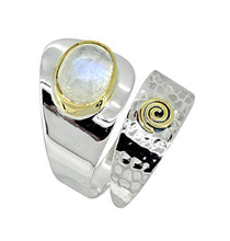 Load image into Gallery viewer, YoTreasure Rainbow Moonstone Solid 925 Sterling Silver Brass Ring
