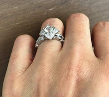 Load image into Gallery viewer, Round Moonstone Bridal Set- Rainbow Moonstone Engagement Ring Set- Alternative Wedding Set Ring- Sterling Silver Halo Engagement Set
