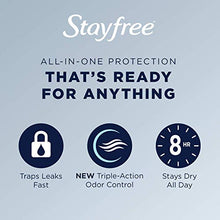 Load image into Gallery viewer, Stayfree Ultra Thin Regular Pads with Wings For Women, Reliable Protection and Absorbency of Feminine Moisture, Leaks and Periods, 36 count - Pack of 4
