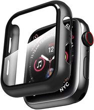 Load image into Gallery viewer, Smiling Case Compatible with Apple Watch Series 6/SE/Series 5/Series 4 44mm with Built in Tempered Glass Screen Protector,Overall Protective Hard PC Case Ultra-Thin Cover- Black
