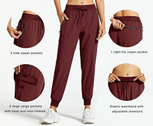 Load image into Gallery viewer, Libin Women's Cargo Joggers Lightweight Quick Dry Hiking Pants Athletic Workout Lounge Casual Outdoor, Ruby Wine S
