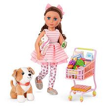 Load image into Gallery viewer, Glitter Girls Dolls – Shopping Cart Playset – Pink &amp; Purple Rolling Grocery Cart – Play Food Pizza, Ice Cream, and Fruit – 14” Doll Accessories – Toys for Kids Ages 3 and Up
