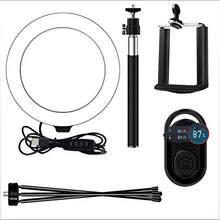 Load image into Gallery viewer, CWH&amp;WEN 10 Inch Ring Light with Tripod Stand, Selfie Fill Lamp with 3 Cell Phone Holders, 3 Lighting Modes, Adjustable Brightness, for YouTube Video and Makeup
