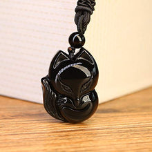 Load image into Gallery viewer, COAI Men’s Women’s Fox Pendant Black Obsidian Stone Necklace
