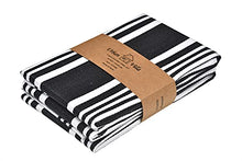 Load image into Gallery viewer, Urban Villa Set of 3 Kitchen Towels Highly Absorbent 100% Cotton Dish Towel 20X30 Inch with Mitered Corners Trendy Stripes Black/White Bar Towels &amp; Tea Towels
