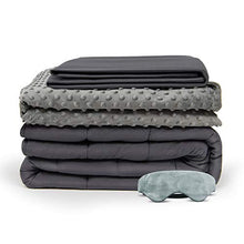 Load image into Gallery viewer, BUZIO Weighted Blanket 4 Piece Set with 2 Removable Duvet Covers &amp; 1 Weighted Sleep Mask, Heavy Blanket for Hot &amp; Cold Sleepers - Kids or Adults (60 x 80 inches - 15 lbs, Grey)
