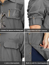 Load image into Gallery viewer, 33,000ft Men's Long Sleeve Sun Protection Shirt UPF 50+ UV Quick Dry Cooling Fishing Shirts for Travel Safari Camping Hiking Grey
