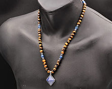 Load image into Gallery viewer, Natural Lapis Pendant Natural Lapis Hematite Tiger Eye Beaded Gemstone Necklace Best Friend Gift For Men Unisex Necklace Gift For Him
