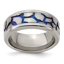 Load image into Gallery viewer, ICE CARATS Edward Mirell Titanium Blue Anodized Brushed 9mm Wedding Ring Band Size 12.00 Man Fancy Fashion Jewelry for Dad Mens Gifts for Him
