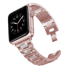 Load image into Gallery viewer, hooroor Bling Bands Compatible Apple Watch Band 38mm 40mm/42mm 44mm iWatch Series 6 SE 5 4 3 2 1 for Women Men, Diamond Rhinestone Bracelet Stainless Steel Metal Replacement Wristband Strap, Rose Gold
