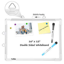 Load image into Gallery viewer, Small Dry Erase White Board – Magnetic Hanging Whiteboard for Wall Portable Mini Double Sided Easel Hold in Hand for Kids Drawing, Kitchen Grocery List, Cubicle Memo Board.
