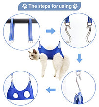 Load image into Gallery viewer, Kkiimatt 10 in 1 Pet Grooming Hammock Harness for cat and Extra Small Dogs,Breathable Dog Hammock Restraint Bag, Dog Grooming Helper for Nail Trimming/Clipping (XXS, Blue)
