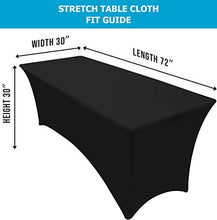Load image into Gallery viewer, Utopia Kitchen - 2 Pack, 6 Ft Stretchable Tablecloth - Tight Fit Washable and Wrinkle Resistant Spandex Table Cover for Event &amp; Parties (Black)

