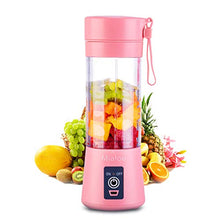 Load image into Gallery viewer, Portable Blender, Personal Size Eletric USB Juicer Cup, Fruit, Smoothie, Baby Food Mixing Machine with Updated 6 Blades,Magnetic Secure Switch Electric Fruit Mixer for Superb Mixing 380ml (Pink)
