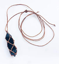 Load image into Gallery viewer, Ripple Stream Braided Knitted Obsidian Crystal Healing Chakra Pendant Hand Braided Necklace Protection Negative Energy Cleanser Natural Stress Aid Soothe Mind Emotions (Braided Obsidian)
