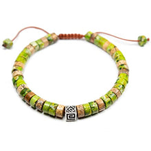 Load image into Gallery viewer, Elegant Green Imperial Jasper Bracelet - Handcrafted Natural Gemstone Beaded Tibetan Style Jewelry for Men &amp;Women
