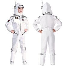 Load image into Gallery viewer, Kids Astronaut Costume - Realistic Astronaut Jumpsuit with Detachable Helmet, Space Suit for Halloween Cosplay (Kids-L (6-7yr), White)
