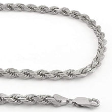 Load image into Gallery viewer, Men's 14k White Gold Solid 5mm Diamond Cut Rope Chain Pendant Necklace, 20"- 30"
