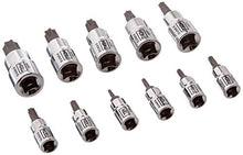Load image into Gallery viewer, 11Pc 1/4" &amp; 3/8" Dr Chrome Tamperproof Star Bit Socket Rail
