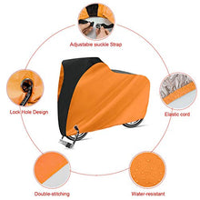 Load image into Gallery viewer, Puroma Bike Cover Outdoor Waterproof Bicycle Covers Rain Sun UV Dust Wind Proof with Lock Hole for Mountain Road Electric Bike, XL (Orange &amp; Black)
