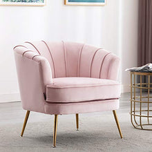 Load image into Gallery viewer, Artechworks Modern Velvet Barrel Chair Accent Armchair with Golden Legs for Living Room Bedroom Home Office, Channel Tufted Back Club Chair, Pink
