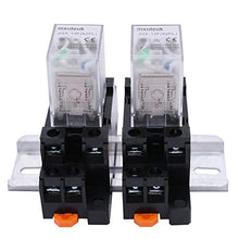 Load image into Gallery viewer, mxuteuk 2pcs JQX-13FL AC 110V/120V Coil 8 Pin 10A DPDT LED Indicator Electromagnetic Power Relay, with Base, with DIN Rail Slotted Aluminum

