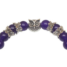 Load image into Gallery viewer, Weelovee Women Mens Inner Peace Heart Healing Amethyst Stone Bracelet 8MM Energy Beads Purple Gemstone (Silver Owl) …
