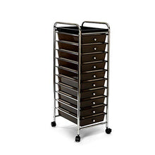 Load image into Gallery viewer, Seville Classics 10-Drawer Multipurpose Mobile Rolling Utility Storage Organizer with Tray Cart, Black
