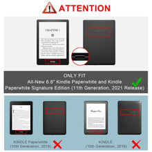 Load image into Gallery viewer, KANNIL Stand Case for 6.8" All-New Kindle Paperwhite(11th Generation, 2021)，Kindle Paperwhite Signature Edition, PU Leather Smart Cover with Auto Sleep Wake, Card Slot and Hand Strap (Z-G-Floral)
