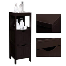 Load image into Gallery viewer, VASAGLE Floor Cabinet, Bathroom Storage Organizer Rack Stand, Multifunctional Corner Unit, 2 Drawers, Brown UBBC42BR
