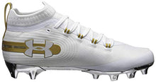 Load image into Gallery viewer, Under Armour Men's Spotlight MC Lacrosse Shoe, White (101)/Metallic Gold, 15 M US
