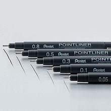 Load image into Gallery viewer, Pentel Arts Pointliner Drawing Pen, 0.05mm, Black Ink, Box of 12 Pens (S20P-05A)
