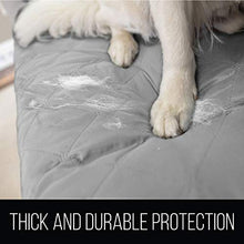 Load image into Gallery viewer, Sofa Shield Original Patent Pending Reversible Chair Protector for Seat Width up to 23 Inch, Furniture Slipcover, 2 Inch Strap, Chairs Slip Cover Throw for Pets, Cats, Armchair, Light Gray Charcoal
