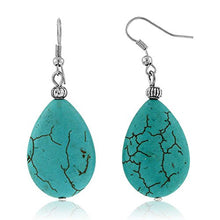 Load image into Gallery viewer, Gem Stone King 22 Inch Blue Simulated Turquoise Howlite Necklace with Drop Shape Pendant and Earring Set
