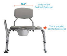 Load image into Gallery viewer, NOVA Padded Tub Transfer Bench for Bath or Shower with Commode Opening, Seat &amp; Backrest Removable &amp; Reversible, Comes with Commode Bucket &amp; Lid
