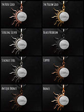 Load image into Gallery viewer, Watermelon Tourmaline 1/2 Sun Wire Pendant- Black Niobium/Silver/Steel/Copper/Bronze/14K Gold, 14K Rose Gold- Pendant or Bracelet Charm - Pink Green Brown Gemstone Jewelry - Sun Moon Necklace

