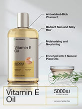 Load image into Gallery viewer, Natural Vitamin E Oil | 5000 IU | 8 oz (2 x 4oz) Value Pack | For Skin, Hair &amp; Face | Vegetarian, Non-GMO, and Gluten Free Formula | By Horbaach
