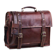 Load image into Gallery viewer, Vintage Leather Laptop Bags for Men Full Grain Large Leather Messenger Bag for Men 18 inches Rustic Look Best Leather Briefcase
