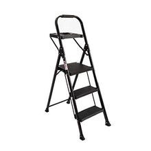 Load image into Gallery viewer, EFINE 3 Step Ladder, Folding Step Stool with Tool Platform, Wide Anti-Slip Pedal, Sturdy Steel Ladder, Convenient Handgrip, Lightweight 330lbs Portable Steel Step Stool
