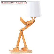 Load image into Gallery viewer, 25inch LED Wooden Table Lamp for Living Room Bedroom and Study Desk, Humor Changeable Shape Desk Lamp,Beside Table Lamp with DIY Lampshade and White Light
