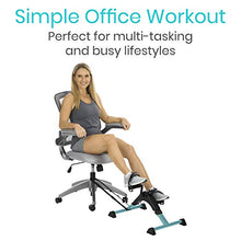 Load image into Gallery viewer, Vive Desk Bike Cycle - Foot Pedal Exerciser - Foldable Portable Foot, Hand, Arm, Leg Exercise Pedaling Machine - Folding Mini Stationary Bike Pedaler, Fitness Rehab Gym Equipment (Teal)
