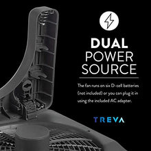 Load image into Gallery viewer, O2COOL Treva 10-Inch Portable Desktop Air Circulation Battery Fan, 2 Speed, Compact Folding &amp; Tilt Design, with AC Adapter (Graphite)

