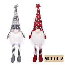 Load image into Gallery viewer, EDLDECCO Christmas Gnome with Light Timer 27 Inches Set of 2 Knitted Hat Nisse Figurine Plush Swedish Nordic Tomte Scandinavian Elf X'Mas Holiday Party Home Decor Ornaments (Red &amp; Grey)
