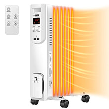 Load image into Gallery viewer, VIVOHOME 1500W Oil Filled Radiator Heater with Remote Control, Electric Portable Heater with Adjustable Thermostat and 24-Hours Timer, White

