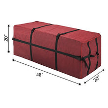 Load image into Gallery viewer, Christmas Tree Storage Bag- For up to 6 FT Artificial Trees- Burgundy Canvas &amp; Binding Straps- Protects Holiday Decorations &amp; Inflatables by Elf Stor
