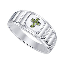 Load image into Gallery viewer, SVC-JEWELS Rolex Look 14k White Gold Plated Green Tourmaline Cross Ring for Mens.

