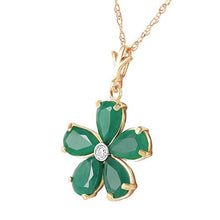 Load image into Gallery viewer, Galaxy Gold 14k 20" Solid Yellow Gold Necklace with Natural Emeralds and Diamond Flower Pendant
